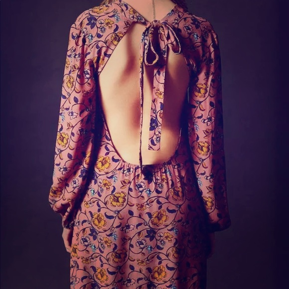 🌸 For Love & Lemons Mauve Floral Open Back Shift Dress – Size M – NWT Boho Chic - Picture 1 of 8